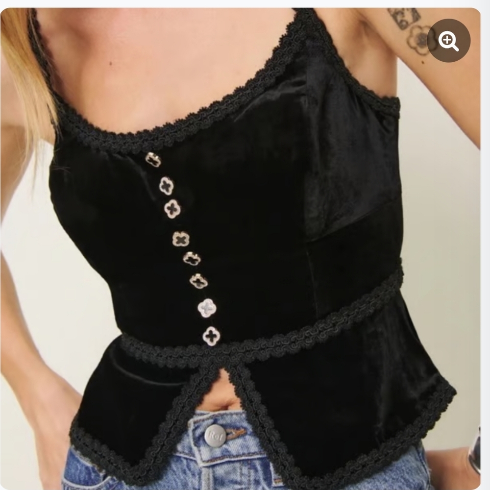 Reformation Minna Velvet Top Black sz 12
